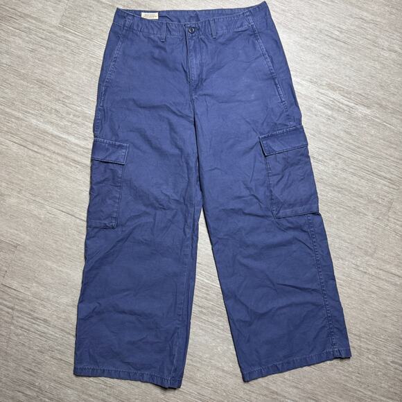 Levis Womens Wide Leg Baggy Cargo Pants Canvas Blue Size 30x30 High Rise - Picture 1 of 11